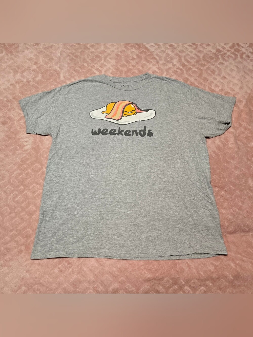 Gudetama 'Weekends' T-Shirt Mens Size XXL Grey Graphic Tee